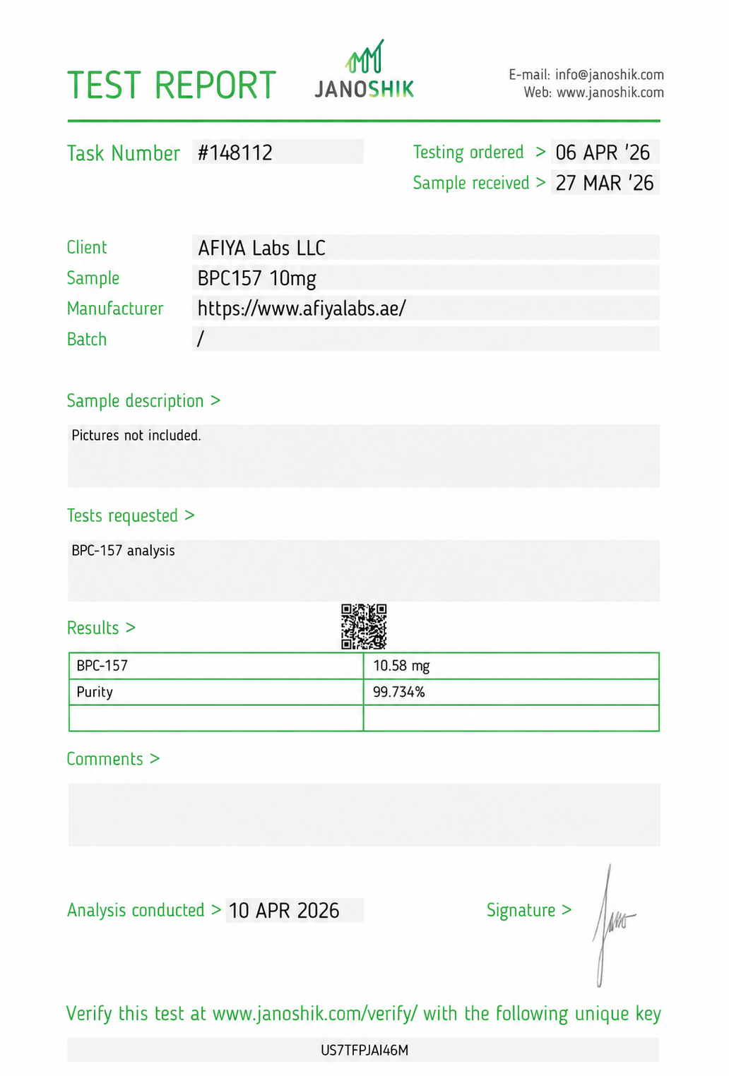 COA and Test Report