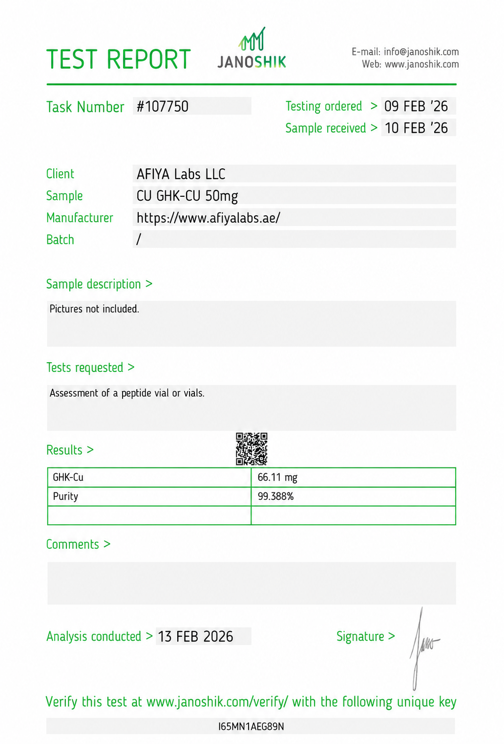 COA and Test Report
